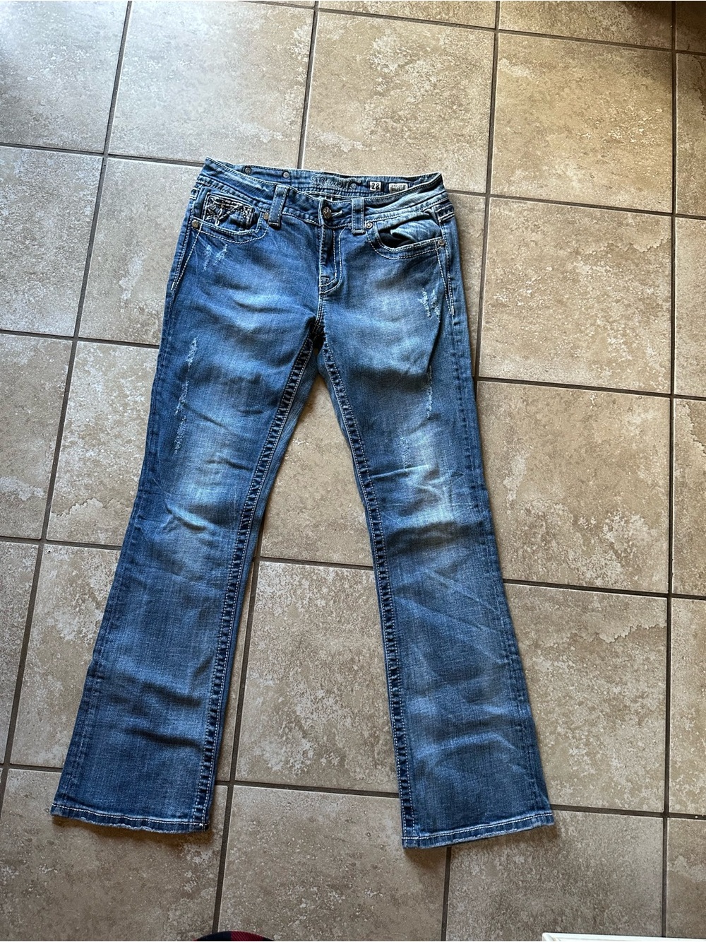 Miss Me Blue Distressed Wide Leg Jeans